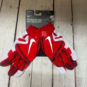 Nike Huarache Pro Leather Red Baseball Batting Gloves Sz XXL NEW GB0466 674